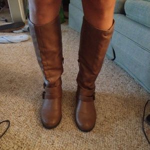 Brown leather boots